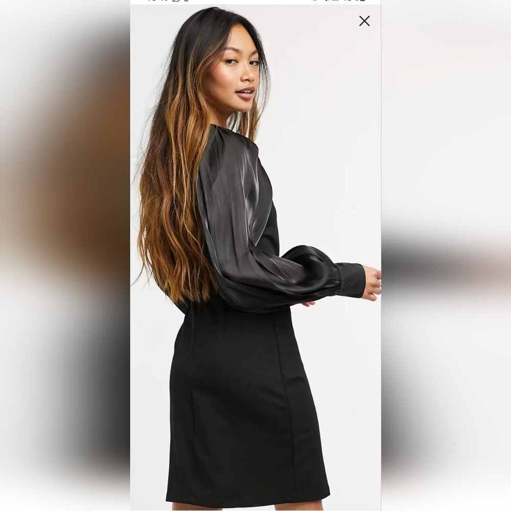 Vila jersey mini dress with column sleeve in black